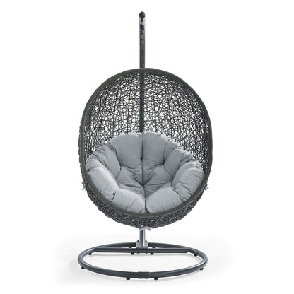 porch swings | Ergode Hide Outdoor Patio Swing Chair | Synthetic Rattan Weave | All-Weather Cushion | Powder-Coated Steel Frame | UV Resistant | Perfect for Patio, Backyard, Porch, Poolside | Indoor Lounge, Living, Bedroom | Includes Cloak Swing Chair | casafoyer.myshopify.com
