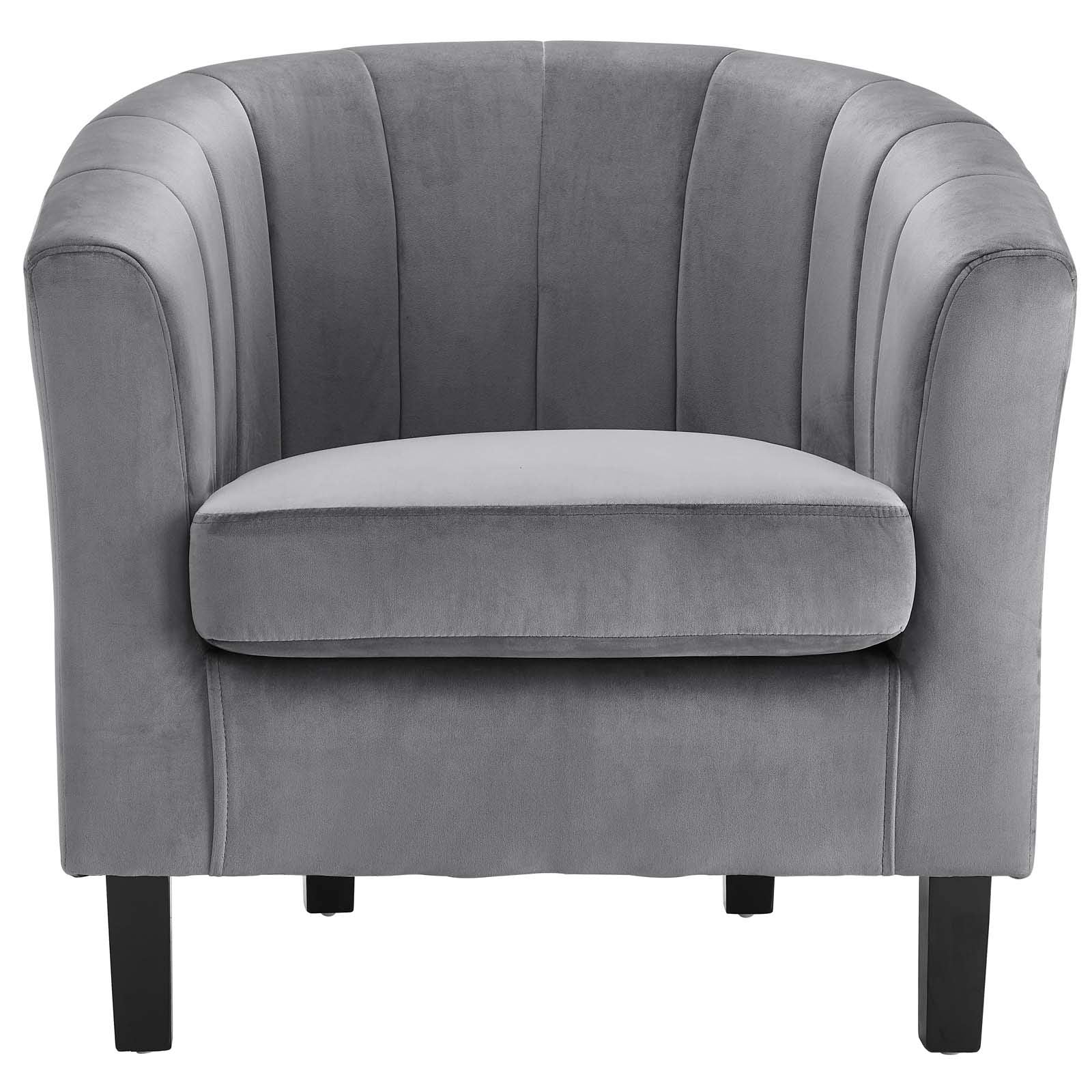 home office desk chairs | CasaFoyer Prospect Performance Velvet Armchair | Modern Twist | Stain-Resistant | Luxurious Design | Channel Tufting | Retro Modern Charm | Comfortable & Sturdy | Gray | casafoyer.myshopify.com