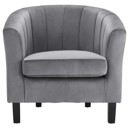 home office desk chairs | CasaFoyer Prospect Performance Velvet Armchair | Modern Twist | Stain-Resistant | Luxurious Design | Channel Tufting | Retro Modern Charm | Comfortable & Sturdy | Gray | casafoyer.myshopify.com