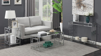 TABLE | Ergode Town Square Chrome Console Table with Shelf | Elegant, Versatile, Easy Assembly | Showcase Decorative Items | Complements Chrome Collection | casafoyer.myshopify.com