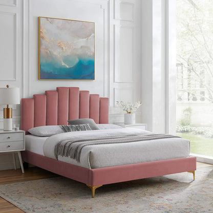 adjustable bed bases | CasaFoyer Elise Performance Velvet Full Platform Bed | Art Deco Design | Channel Tufted Headboard | Gold Metal Legs | Stain-Resistant Velvet | Comfortable & Sturdy | Easy Assembly | casafoyer.myshopify.com