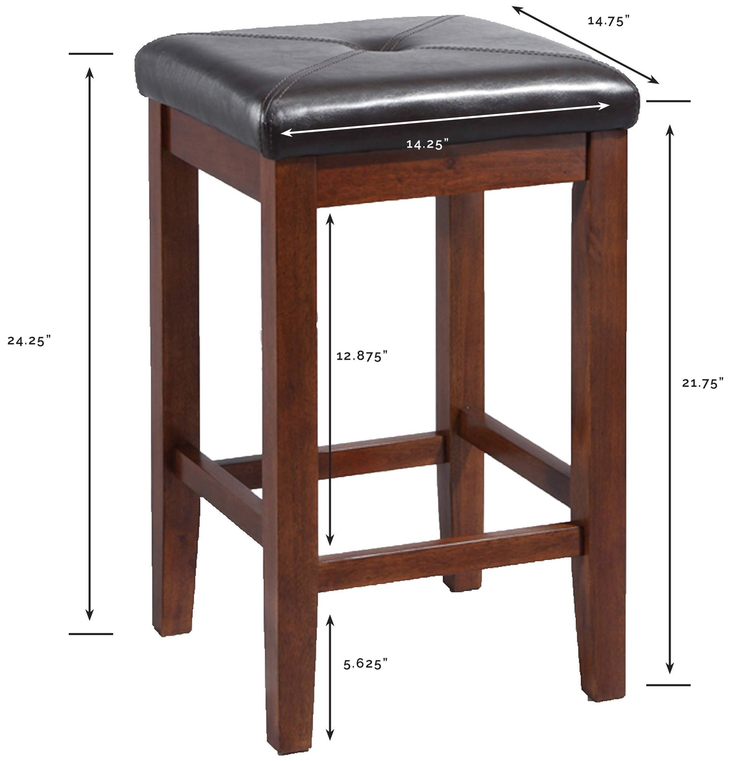 Dining Table | Ultimate Comfort and Style | Upholstered Square Seat Stool | Solid Hardwood | Simulated Brown Leather | Stain & Spill Resistant | 24 Seat Height | Ideal for Dining or Counter Seating | casafoyer.myshopify.com