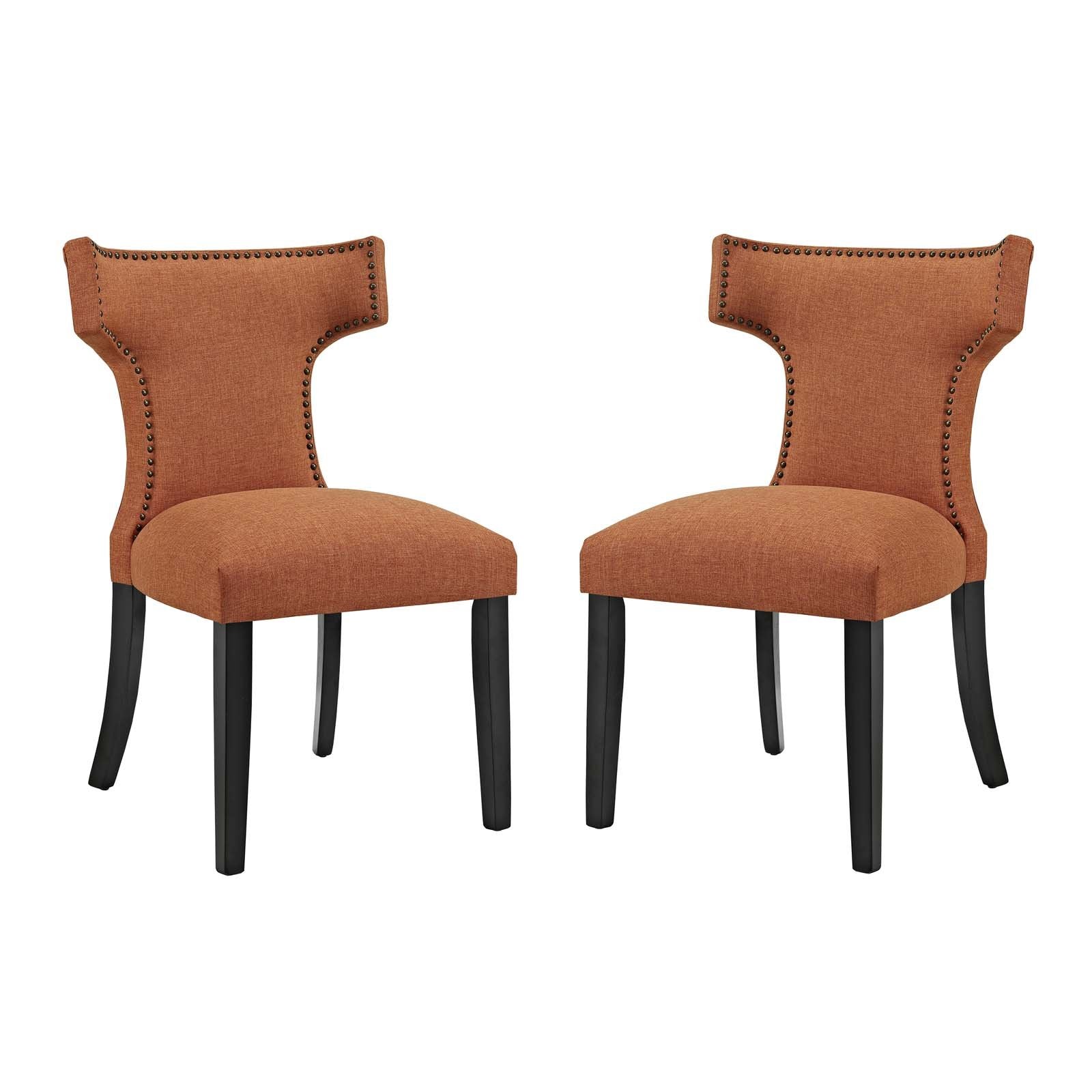 home office desk chairs | CasaFoyer Curve Dining Side Chair | Beautifully Designed | Sleek & Minimalist | Nailhead Trim | Generous Padding | Polyester Fabric Upholstery | Non-Marking Foot Caps | Tapered Wood Legs | Set of 2 | casafoyer.myshopify.com