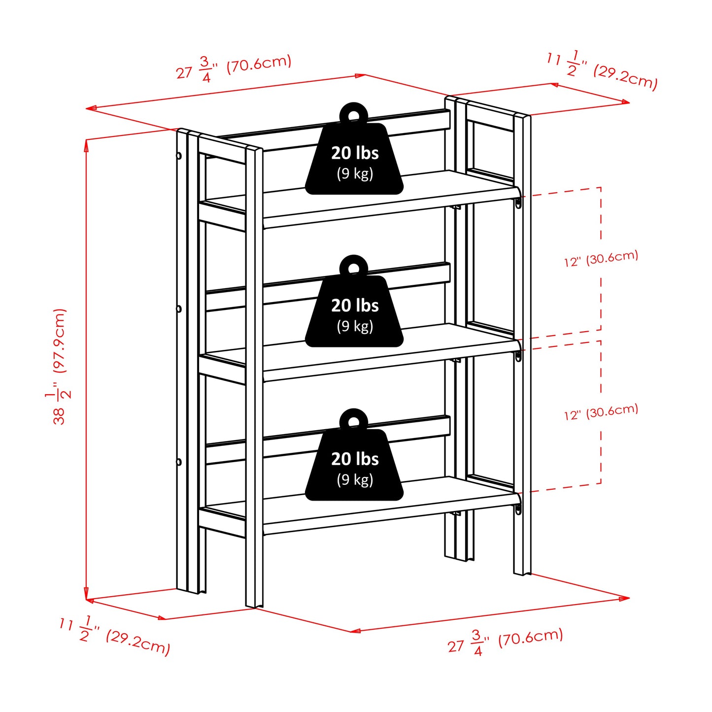bookcases | Ergode  Wood Torino Folding Storage Shelf | 2 Baskets | Walnut Finish | Sturdy Fiberboard | Easy Assembly | 26W x 10.4D x 12.05H | casafoyer.myshopify.com