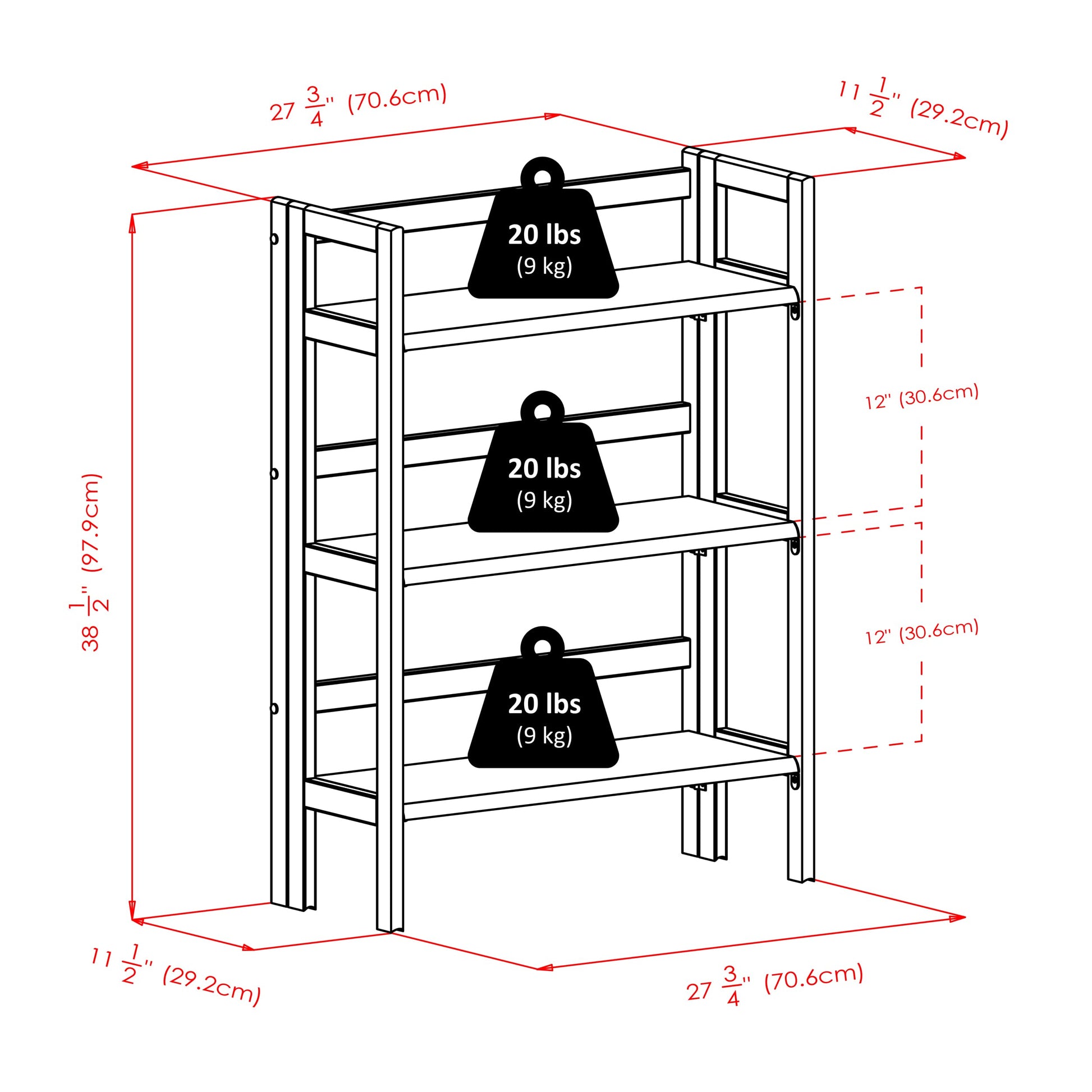bookcases | Ergode  Wood Torino Folding Storage Shelf | 2 Baskets | Walnut Finish | Sturdy Fiberboard | Easy Assembly | 26W x 10.4D x 12.05H | casafoyer.myshopify.com
