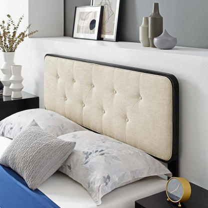 Bed | CasaFoyer Bridgette Tufted Wood Queen Platform Bed | Modern Retro Style | Durable Wood Frame | No Box Spring Needed | Easy Assembly | Black Beige | casafoyer.myshopify.com