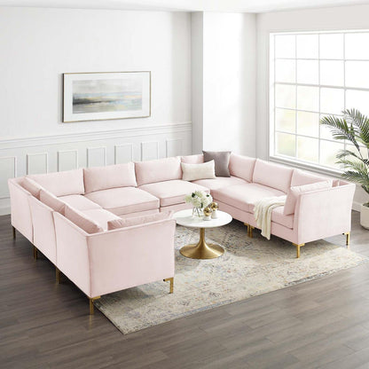 sofas | CasaFoyer Ardent Performance Velvet 8-Piece Sectional Sofa | Luxurious Velvet Texture | French Piping | Stain-Resistant | Ultimate Comfort | Gold Metal Legs | Perfect for Homes, Apartments, and Offices | casafoyer.myshopify.com