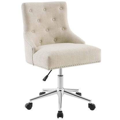 Chair | Regent Button Tufted Upholstered Fabric Swivel Office Chair | Timeless Elegance & Comfort | Metal Nailhead Trim | Padded Back & Seat | Chrome Base | 360 Swivel & Height Adjustment | Supports up to 287 lbs | casafoyer.myshopify.com