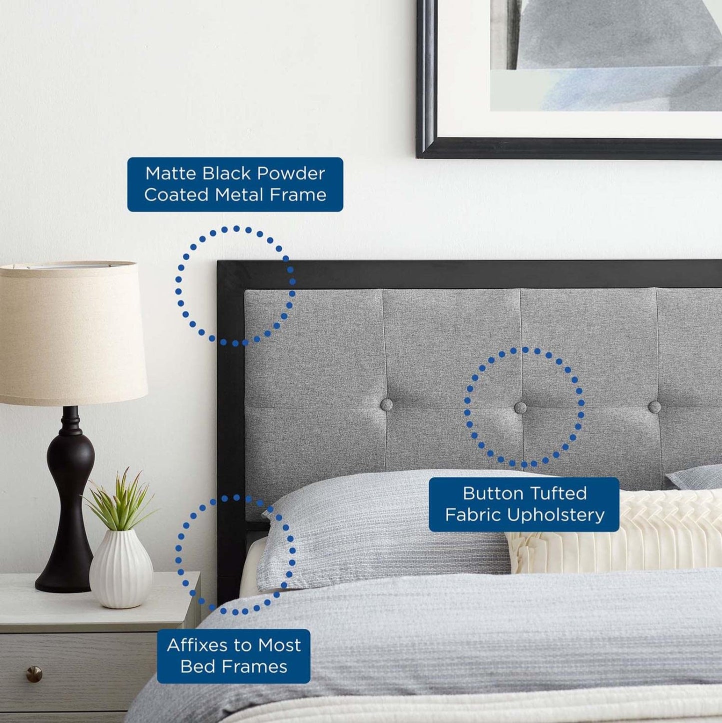 headboards | CasaFoyer Teagan Tufted Fabric Full Headboard | Contemporary Elegance | Retro Charm | Plush Texture | Timeless Tufted Buttons | Soft Upholstery | Dense Foam Cushioning | Durable Metal Frame | Compatible with Most Full Size Bed Frames | casafoyer.myshopify.com