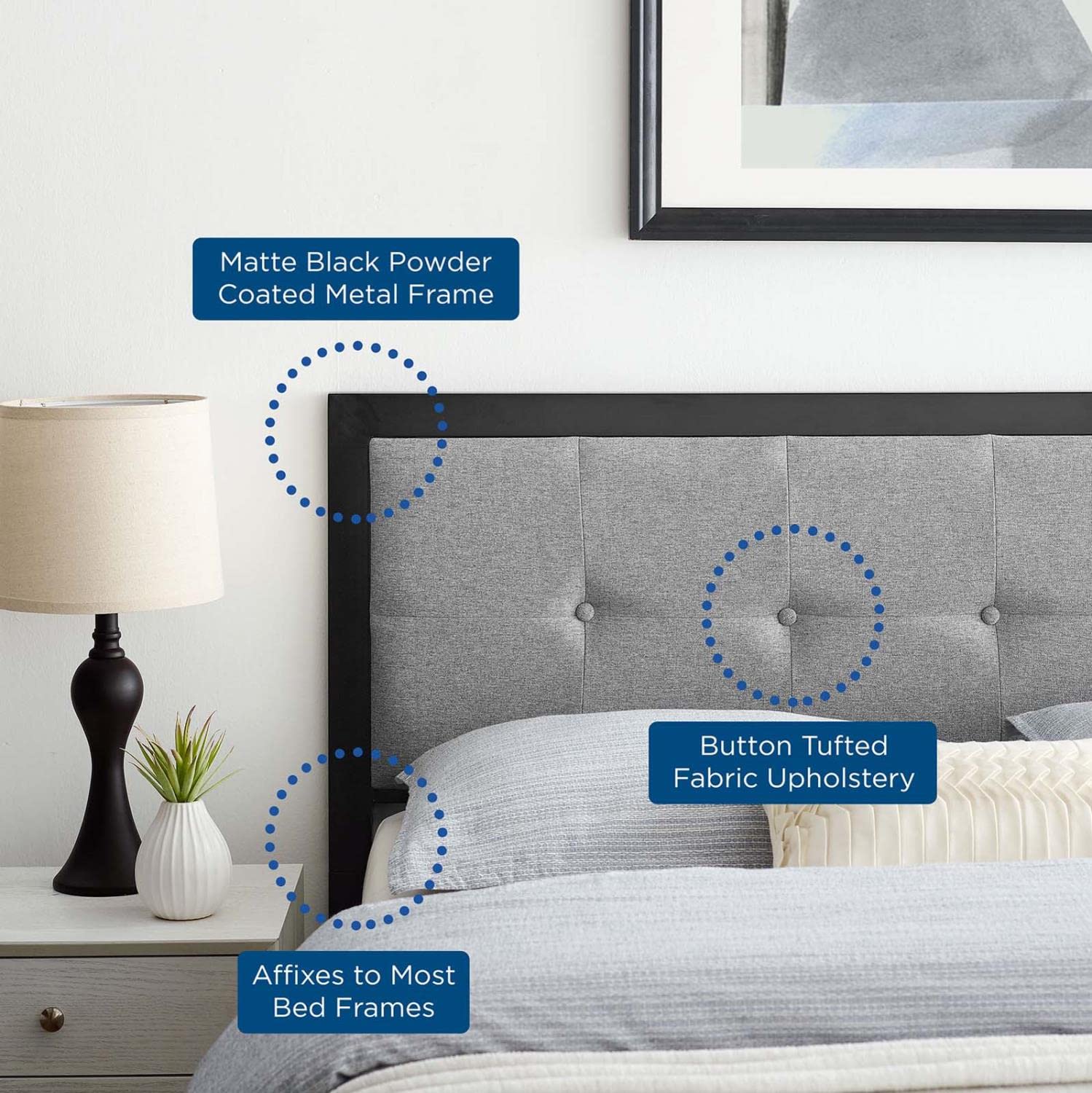 headboards | CasaFoyer Teagan Tufted Fabric Full Headboard | Contemporary Elegance | Retro Charm | Plush Texture | Timeless Tufted Buttons | Soft Upholstery | Dense Foam Cushioning | Durable Metal Frame | Compatible with Most Full Size Bed Frames | casafoyer.myshopify.com