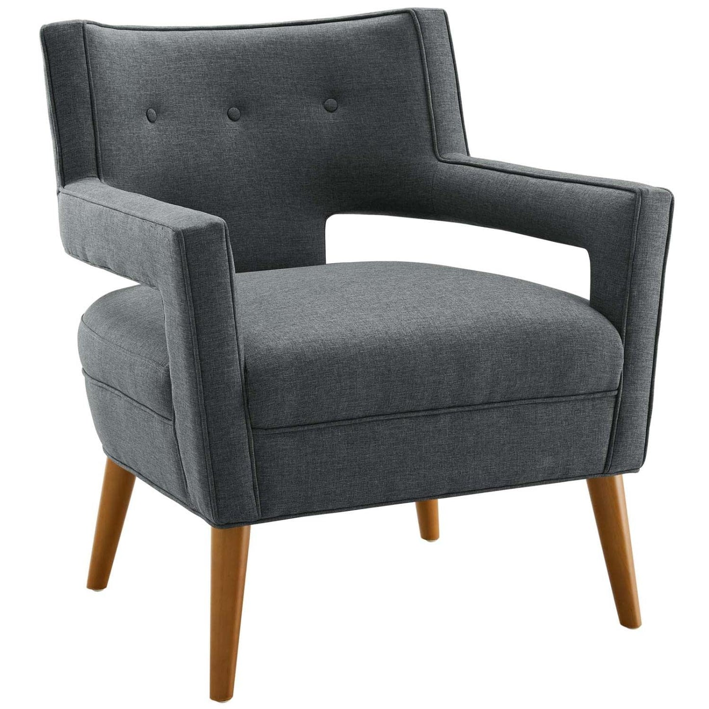 home office desk chairs | CasaFoyer Sheer Armchair Set of 2 | Mid-Century Modern Design | Soft Polyester Upholstery | Button Tufting | Cherry-Stained Wood Legs | 440 lbs Capacity | casafoyer.myshopify.com