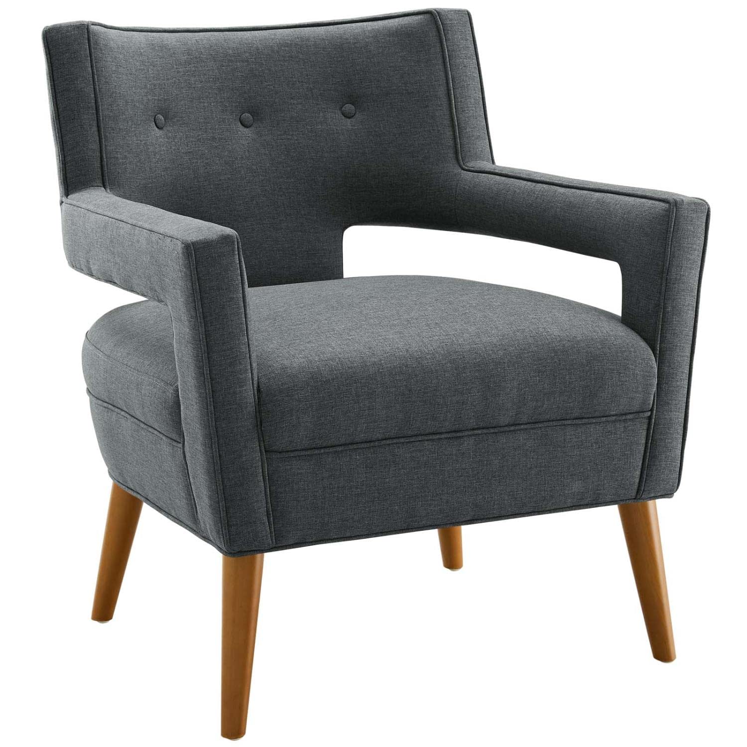 home office desk chairs | CasaFoyer Sheer Armchair Set of 2 | Mid-Century Modern | Polyester Upholstery | Button Tufting | Comfortable Foam Padding | Cherry-Stained Wood Legs | 440 lb Weight Capacity | casafoyer.myshopify.com