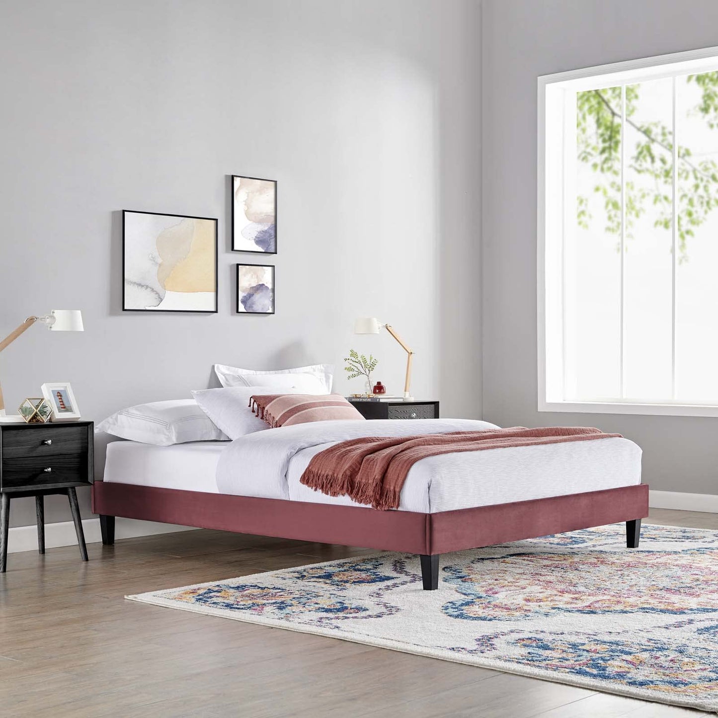adjustable bed bases | CasaFoyer Reign Performance Velvet Full Platform Bed Frame | Stain-Resistant | Durable Poplar Wood Slat Support | 800 lbs Weight Capacity | Mattress Not Included | casafoyer.myshopify.com