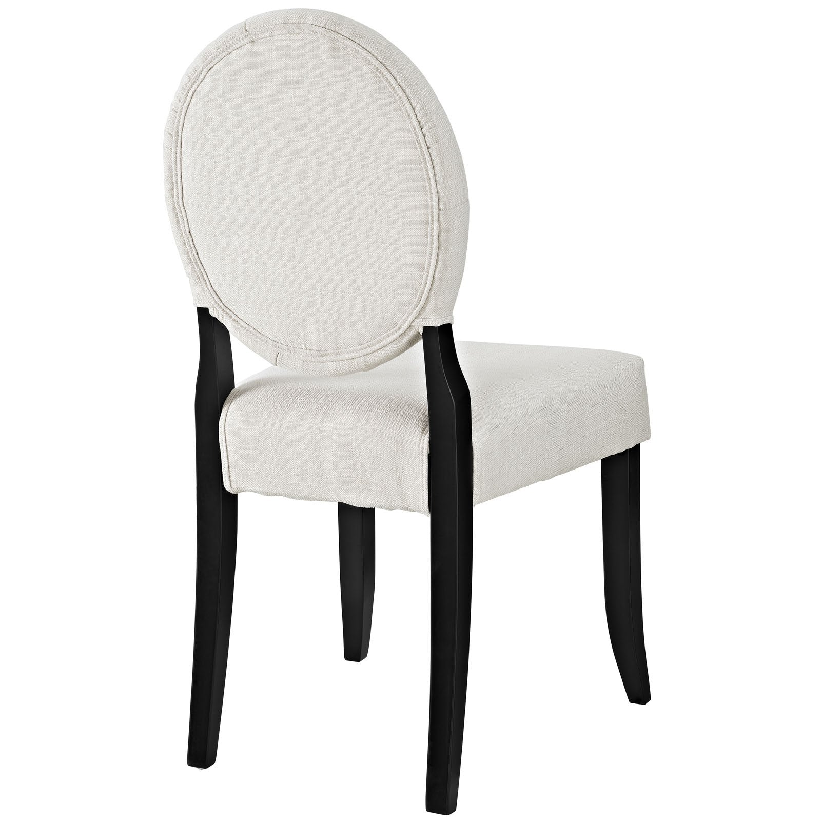 home office desk chairs | CasaFoyer Button Dining Side Chair | Whimsical Transparent Design | Beige Polyester Upholstery | Padded Seat | Sturdy Black Hardwood Legs | Joyful and Stylish Addition to Any Space | casafoyer.myshopify.com