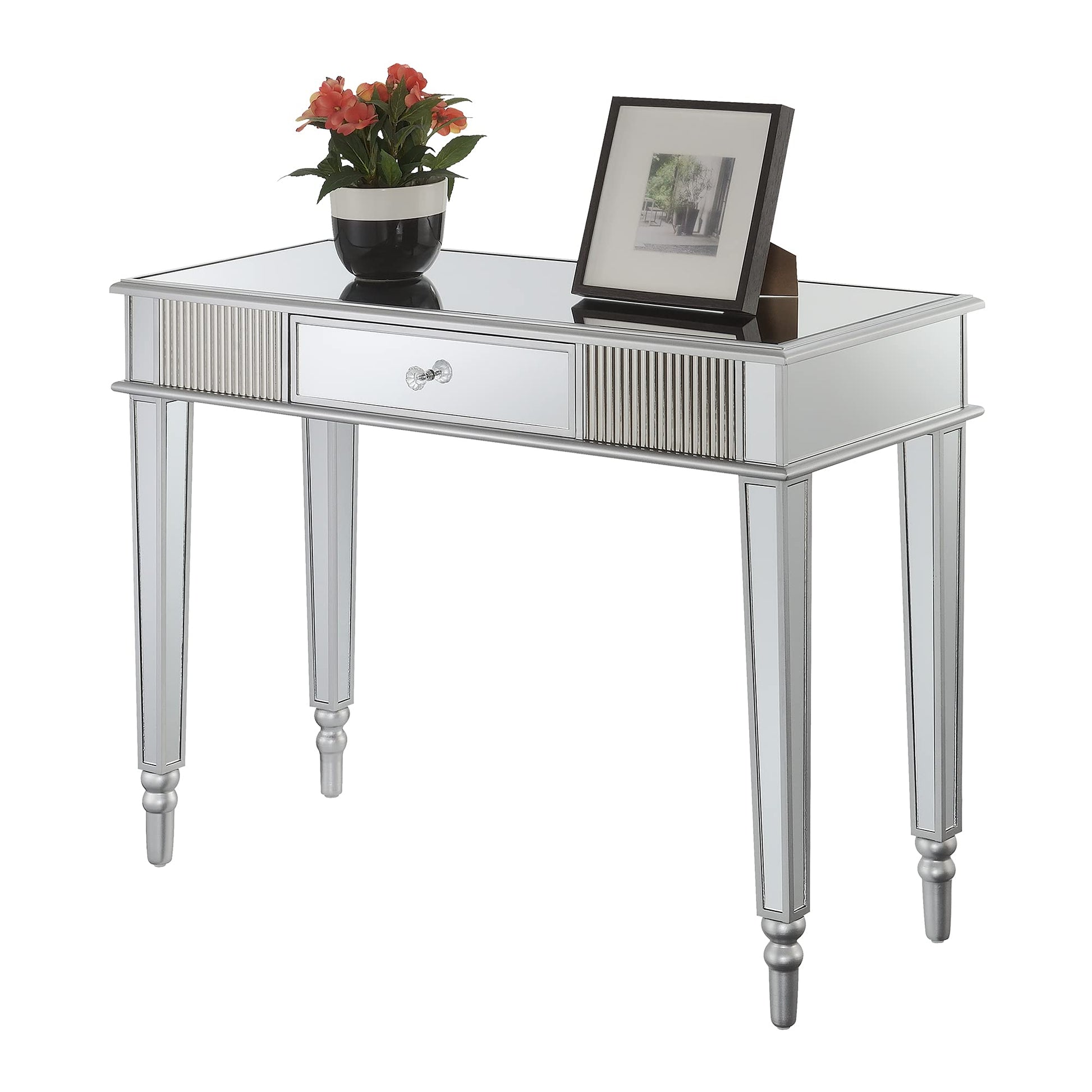 Desk | French Country 1 Drawer Mirrored Desk/Console Table | Elegant & Glamorous Home Decor | Ample Storage | Durable Construction | Versatile & Stylish | Ergode | casafoyer.myshopify.com