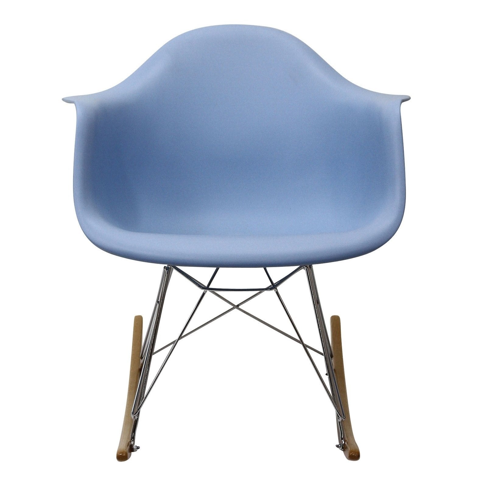 Chair | Rocker Lounge Chair | Iconic Design | Deep Plastic Seat Pocket | Waterfall Seat Edge | Minimalist & Innovative | Chrome-Plated Steel Base | Comfortable for Adults & Children | Perfect for Nurseries & Any Room | Blue | casafoyer.myshopify.com