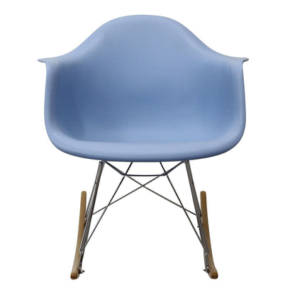 Chair | Rocker Lounge Chair | Iconic Design | Deep Plastic Seat Pocket | Waterfall Seat Edge | Minimalist & Innovative | Chrome-Plated Steel Base | Comfortable for Adults & Children | Perfect for Nurseries & Any Room | Blue | casafoyer.myshopify.com