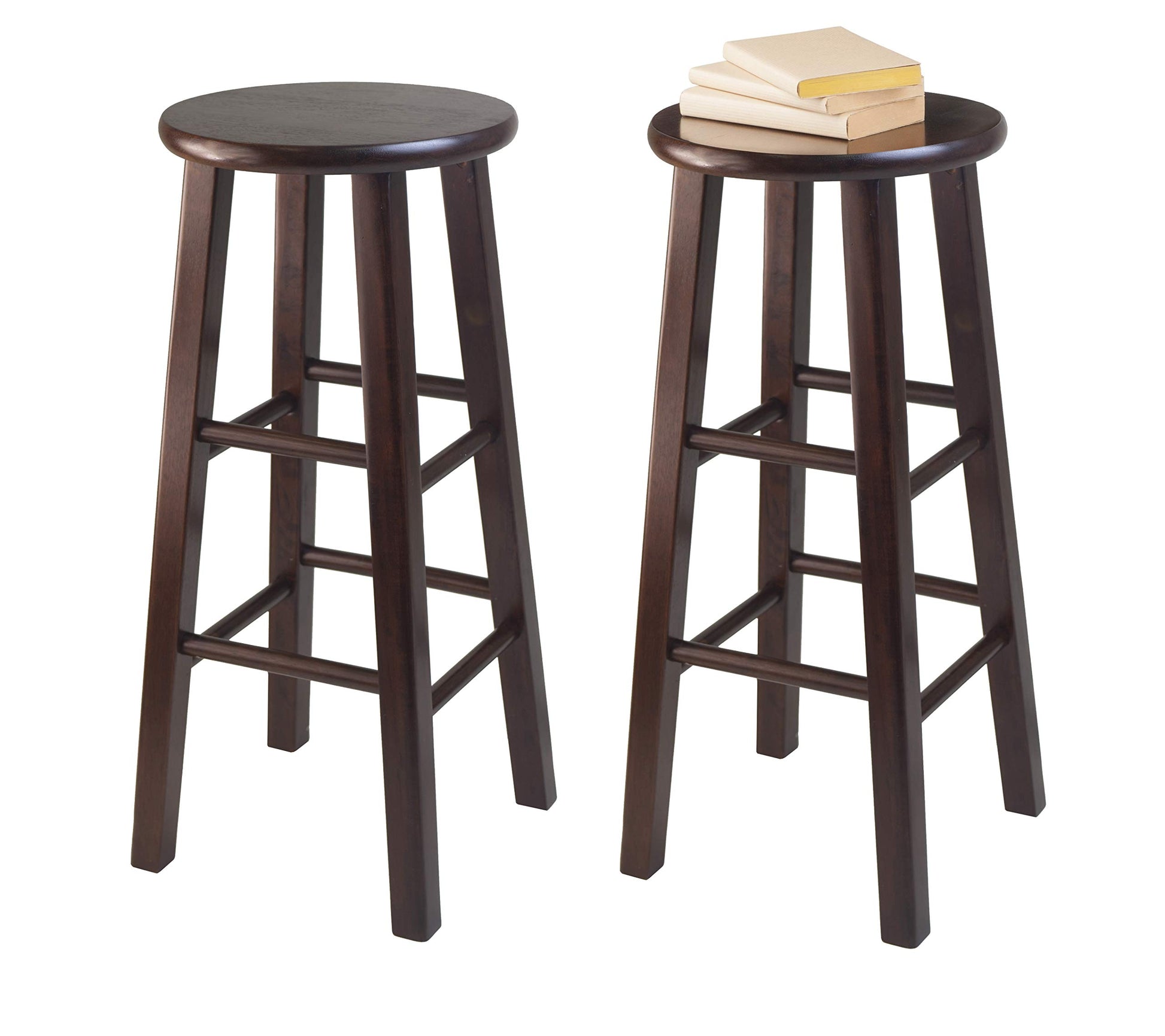barstools | CasaFoyer Black Bar Stools Set of 2 | 29 Height | Square Legs | Solid Wood | Antique Walnut Finish | Additional Seating | 13.60 W x 13.60 D x 29.1 H | 18.9 lbs | casafoyer.myshopify.com