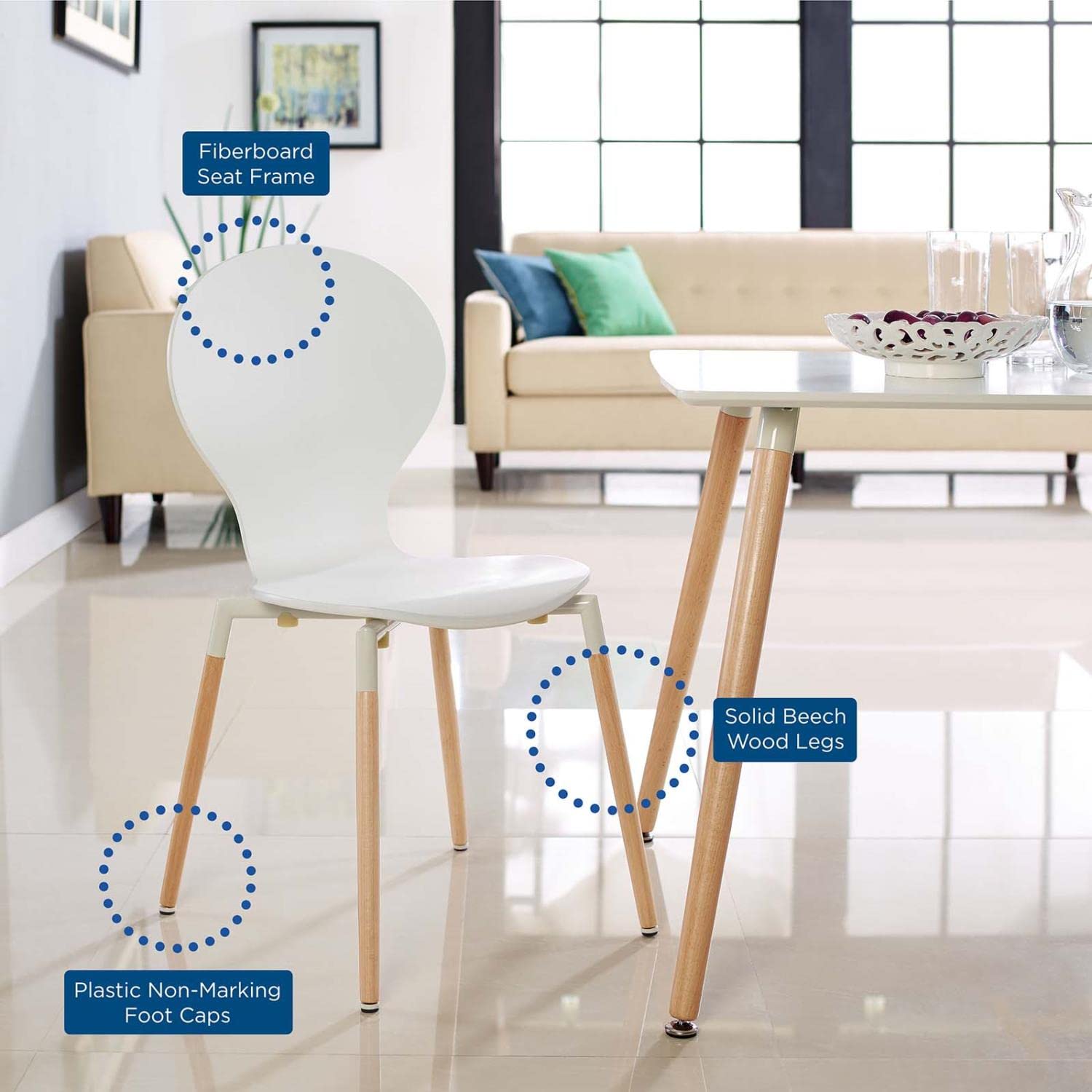 home office desk chairs | CasaFoyer Circular Journey of Life | Path Dining Chair Set of 2 - White | Fiberboard Frame | Sturdy Beech Wood Legs | Stimulating Discussions & Innovative Concepts | casafoyer.myshopify.com