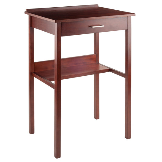 DESK | Ergode Ronald High Desk | Stylish & Ergonomic Home Office Desk | Drawer & Shelf | Walnut Finish | 27.9W x 20.9D x 41.8H | casafoyer.myshopify.com