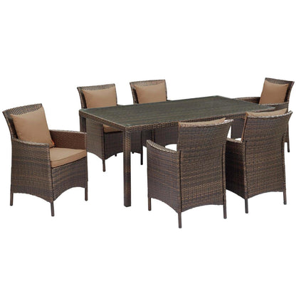 kitchen and dining room sets | CasaFoyer Conduit 7 Piece Outdoor Patio Dining Set | Transitional Style | UV-Resistant Wicker Rattan | Tempered Glass Tabletop | Comfortable Cushions | casafoyer.myshopify.com