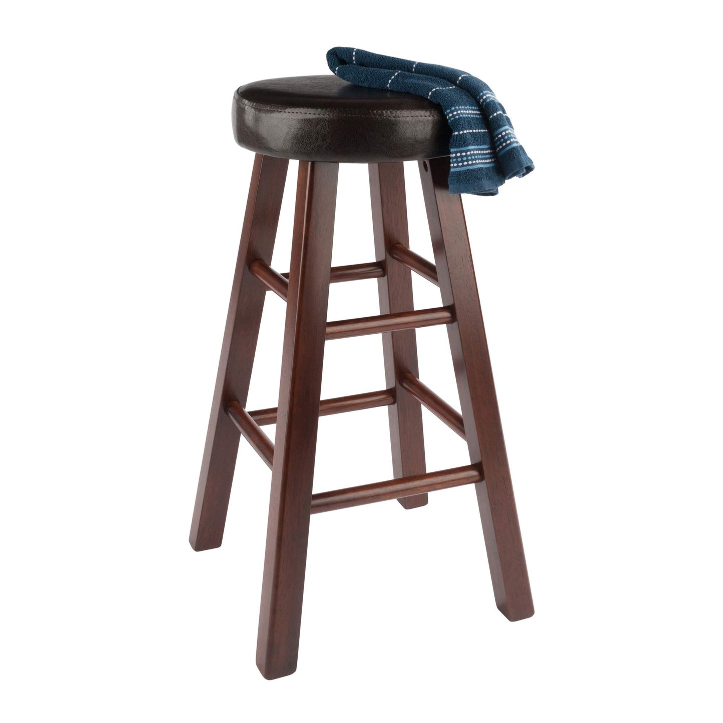 barstools | CasaFoyer  Wood Marta Counter Stools | Solid Wood Construction | Antique Walnut Finish | Cushion Seat | 25.4in Height | Set of 2 | casafoyer.myshopify.com