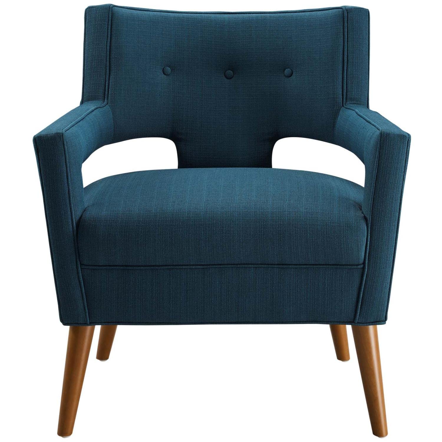 home office desk chairs | CasaFoyer Sheer Armchair | Mid-Century Modern Design | Soft Polyester Upholstery | Button Tufting | Cherry-Stained Wood Legs | Comfortable & Sturdy | 440 lbs Weight Capacity | casafoyer.myshopify.com