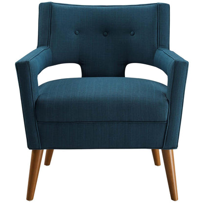 home office desk chairs | CasaFoyer Sheer Armchair | Mid-Century Modern Design | Soft Polyester Upholstery | Button Tufting | Cherry-Stained Wood Legs | Comfortable & Sturdy | 440 lbs Weight Capacity | casafoyer.myshopify.com