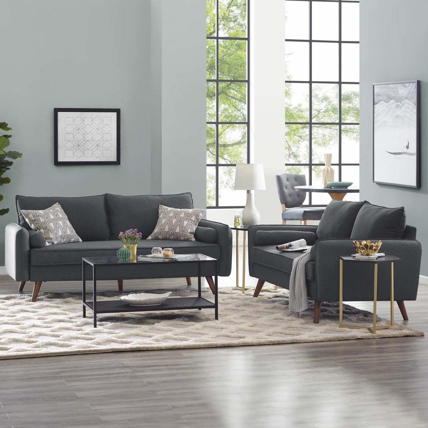 kitchen and dining room sets | CasaFoyer Revive Sofa and Loveseat Set | Comfortable & Stylish Design | Bolster Pillows | Soft Fabric Upholstery | Easy to Unpack & Assemble | Gray | casafoyer.myshopify.com