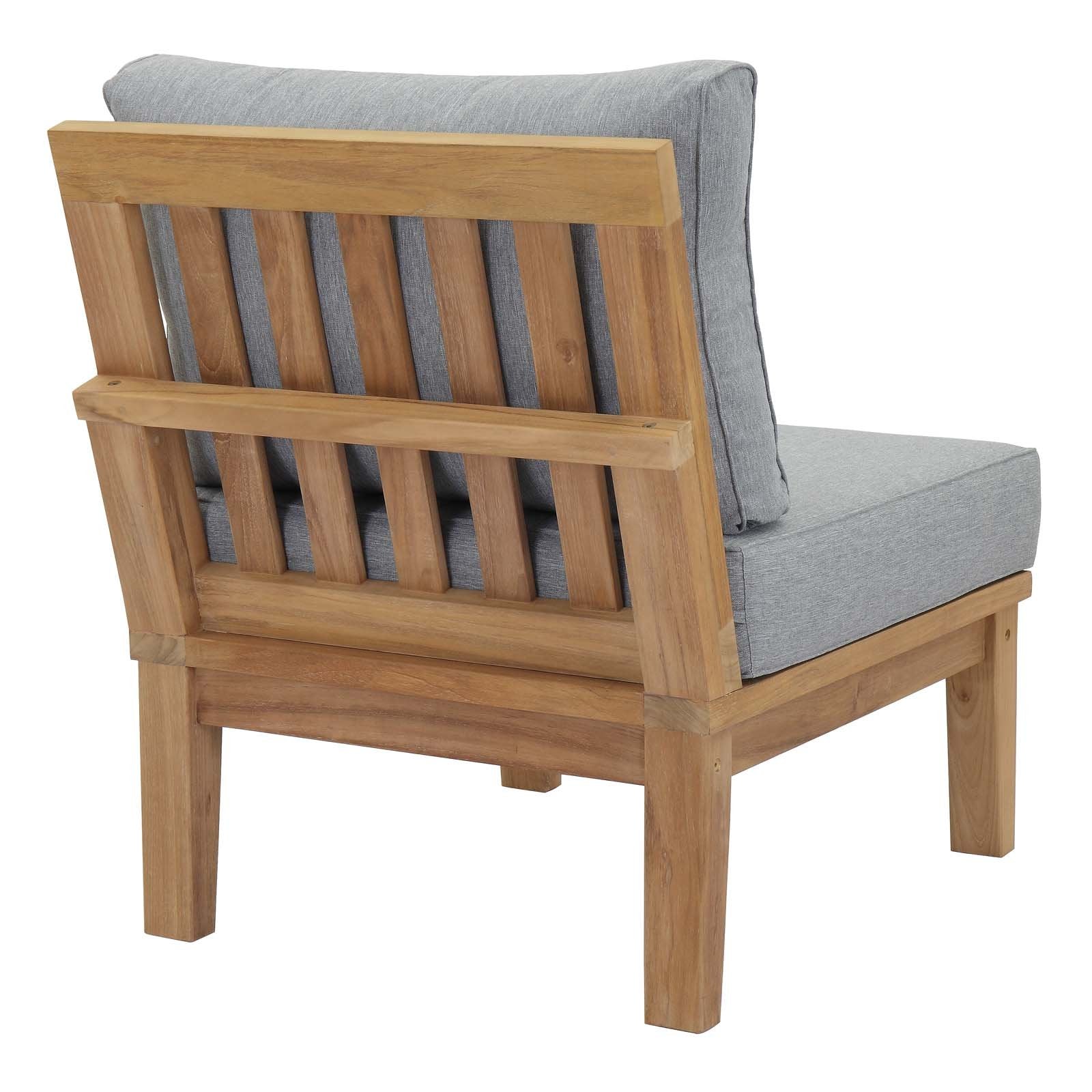 patio bistro sets | CasaFoyer Marina Teak Wood Outdoor Patio Armless Sofa Chair | Luxury, Durable, All-Weather Cushions | Modern Design | Assembly Required | casafoyer.myshopify.com