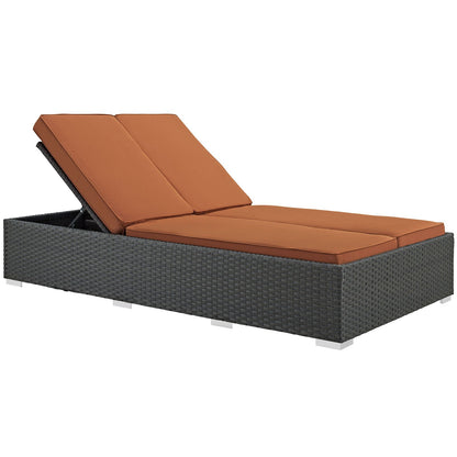 Patio Furniture Sets | Sojourn Outdoor Patio Double Chaise Lounge Chair | Sunbrella Fabric | Synthetic Rattan | UV Protection | Powder-Coated Aluminum Frame | casafoyer.myshopify.com