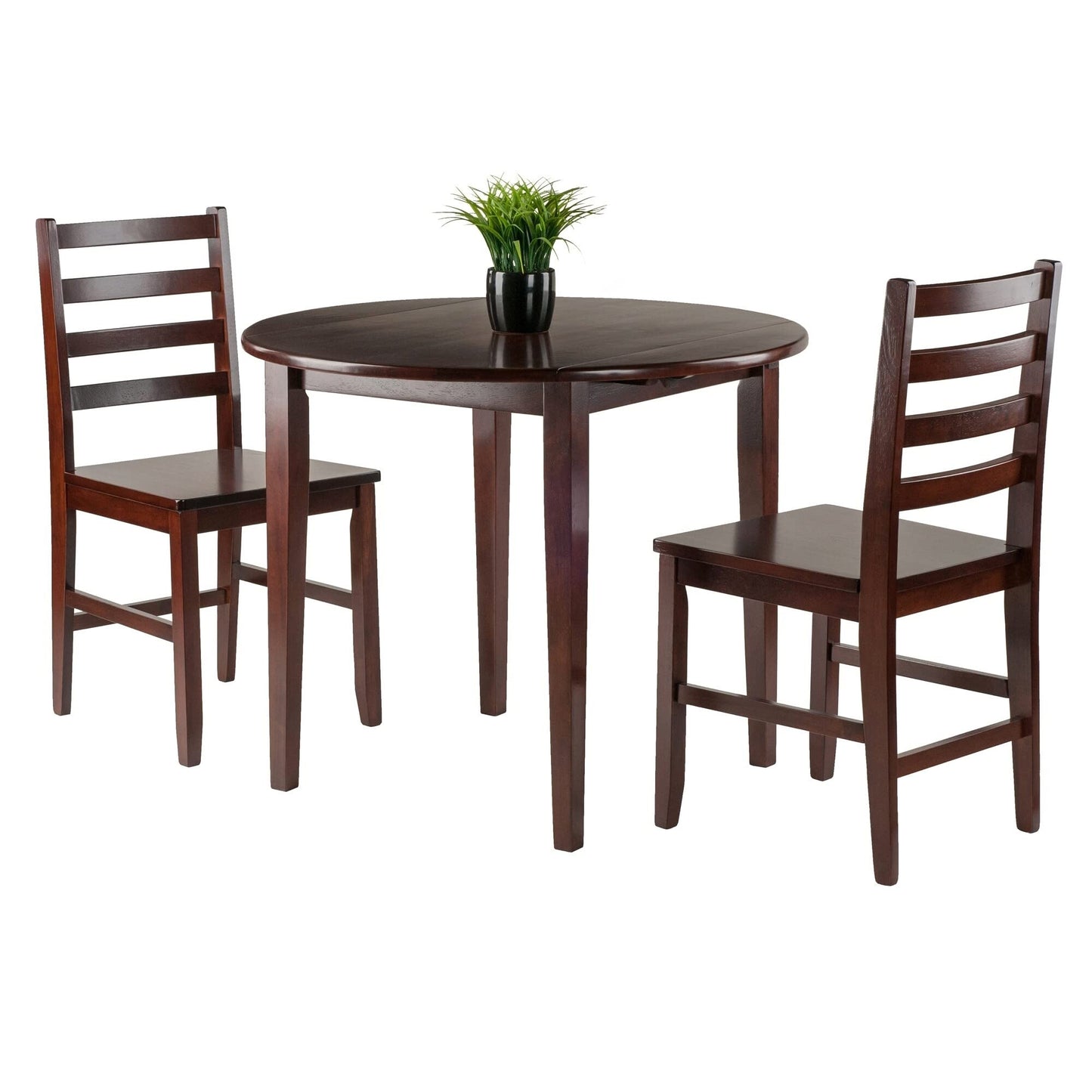 home office desk chairs | CasaFoyer Clayton Round Drop Leaf Table Set | Solid Wood | Walnut Finish | 2 Chairs | Versatile Dining/Kitchen/Family Room Workspace | Easy Assembly | casafoyer.myshopify.com