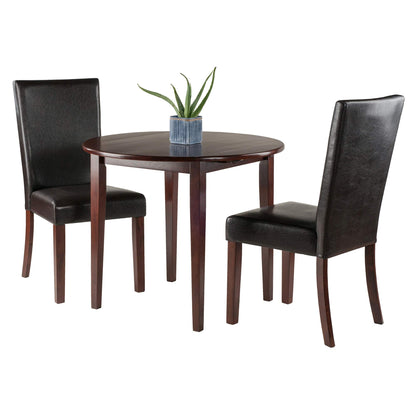 childrens table and chair sets | CasaFoyer Clayton Round Drop Leaf Table Set | 3-Piece Furniture | Solid Wood Table | 2 High-Back Chairs | Versatile & Stylish | Perfect for Dining, Kitchen, or Workspace | Easy to Clean Espresso Faux Leather | Stable Solid Wood Frame | Rich Walnut Finish | casafoyer.myshopify.com