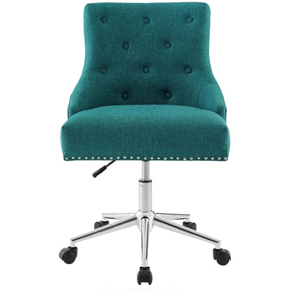 home office desk chairs | CasaFoyer Regent Button Tufted Upholstered Fabric Swivel Office Chair | Timeless Elegance | Metal Nailhead Trim | Padded Seat & Back | Chrome Base | 360 Swivel & Height Adjustment | Teal | casafoyer.myshopify.com