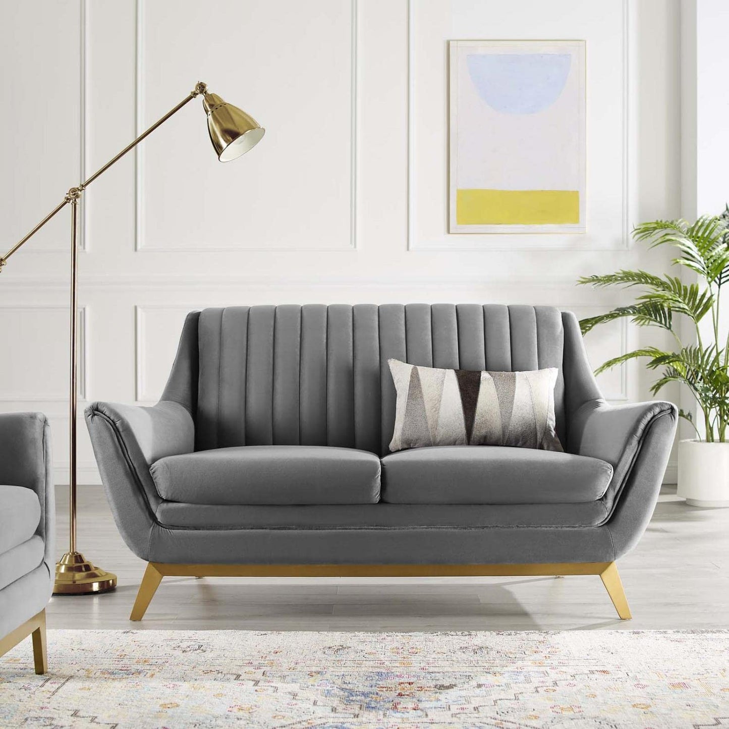 sofas | CasaFoyer Winsome Channel Tufted Performance Velvet Loveseat | Elegant Vintage Design | Stain-Resistant | Comfortable Foam Padding | Gold Accents | 600 lbs Capacity | casafoyer.myshopify.com