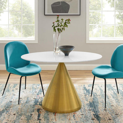 patio dining tables | CasaFoyer Tupelo 48 Dining Table | Modern Style | Mid-Century Charm | Polished Gold Metal Base | Easy to Clean | Non-Marking Ring | Assembly Required | casafoyer.myshopify.com