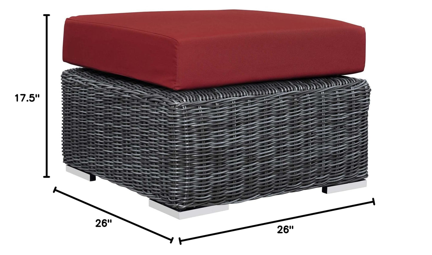 Ottoman | Summon Outdoor Patio Ottoman | Ultimate Comfort & Quality | Two-Tone Rattan | Sunbrella Cushions | UV Protection | Aluminum Frame | Perfect for Patio, Backyard, Poolside | casafoyer.myshopify.com