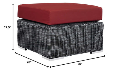 Ottoman | Summon Outdoor Patio Ottoman | Ultimate Comfort & Quality | Two-Tone Rattan | Sunbrella Cushions | UV Protection | Aluminum Frame | Perfect for Patio, Backyard, Poolside | casafoyer.myshopify.com