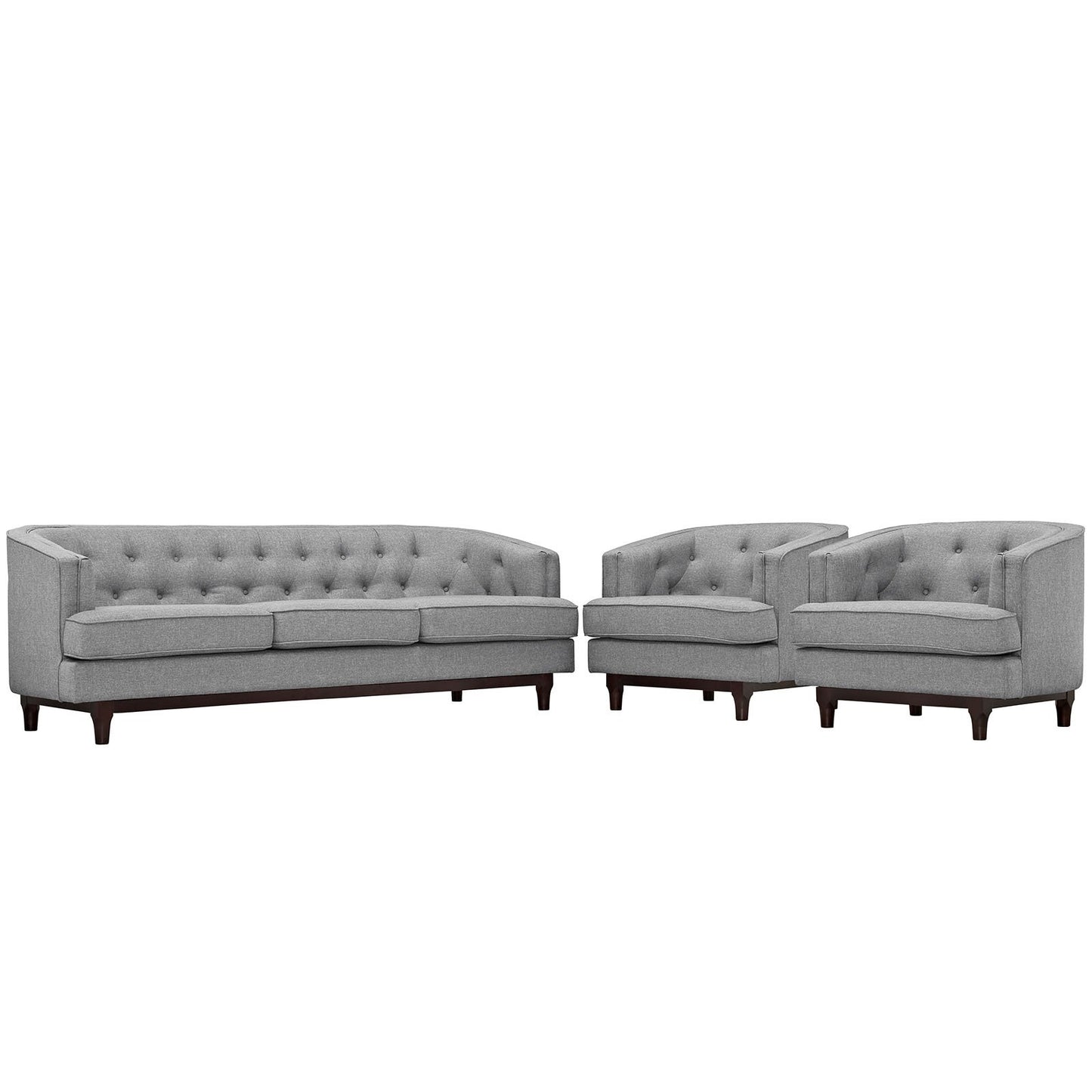 kitchen and dining room sets | CasaFoyer Coast Living Room Set | Elegant Deep Button Tufting | Walnut Stained Wood Legs | High-Quality Polyester Fabric | Removable Seat Covers | Dense Foam Cushioning | Includes Sofa & 2 Armchairs | Modern & Timeless Elegance | casafoyer.myshopify.com