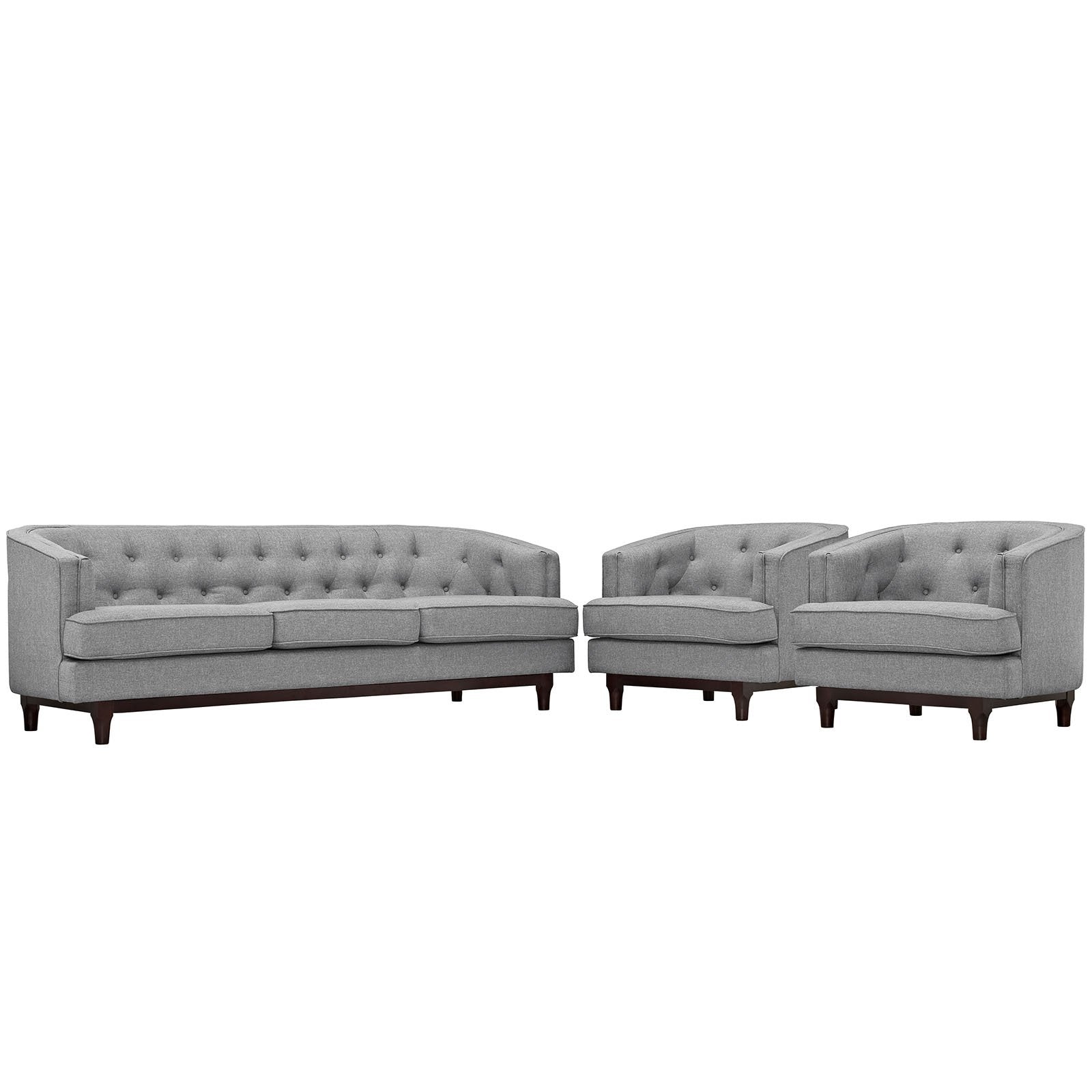 kitchen and dining room sets | CasaFoyer Coast Living Room Set | Elegant Deep Button Tufting | Walnut Stained Wood Legs | High-Quality Polyester Fabric | Removable Seat Covers | Dense Foam Cushioning | Includes Sofa & 2 Armchairs | Modern & Timeless Elegance | casafoyer.myshopify.com