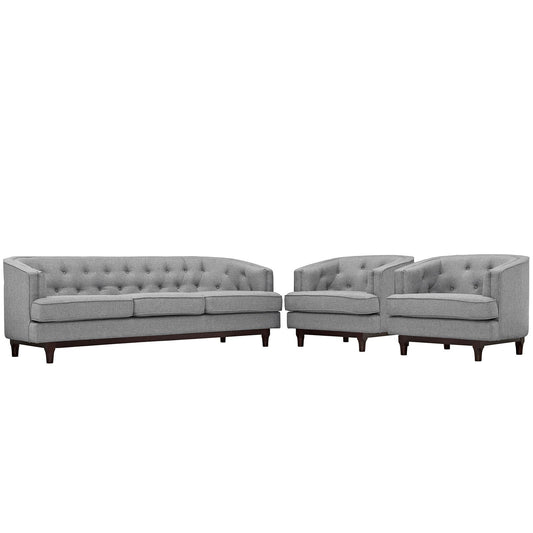 kitchen and dining room sets | CasaFoyer Coast Living Room Set | Elegant Deep Button Tufting | Walnut Stained Wood Legs | High-Quality Polyester Fabric | Removable Seat Covers | Dense Foam Cushioning | Includes Sofa & 2 Armchairs | Modern & Timeless Elegance | casafoyer.myshopify.com
