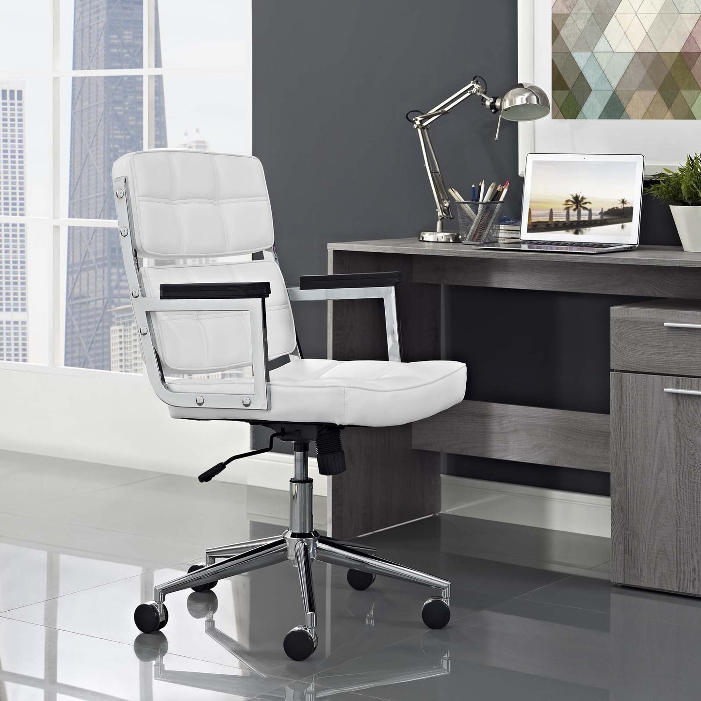 home office desk chairs | CasaFoyer Portray Highback Office Chair | Bold Design | Comfortable Padding | Chrome Steel Frame | Mobility | Tilt Control | Height Adjustment | casafoyer.myshopify.com