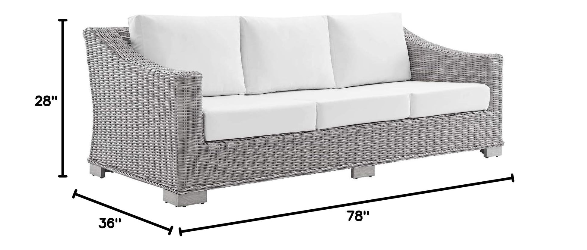 sofas | CasaFoyer Conway Outdoor Patio Wicker Rattan Sofa | Stylish & Comfortable | UV-Resistant | Powder-Coated Aluminum Frame | Sunbrella Fabric | 900 lbs Capacity | casafoyer.myshopify.com
