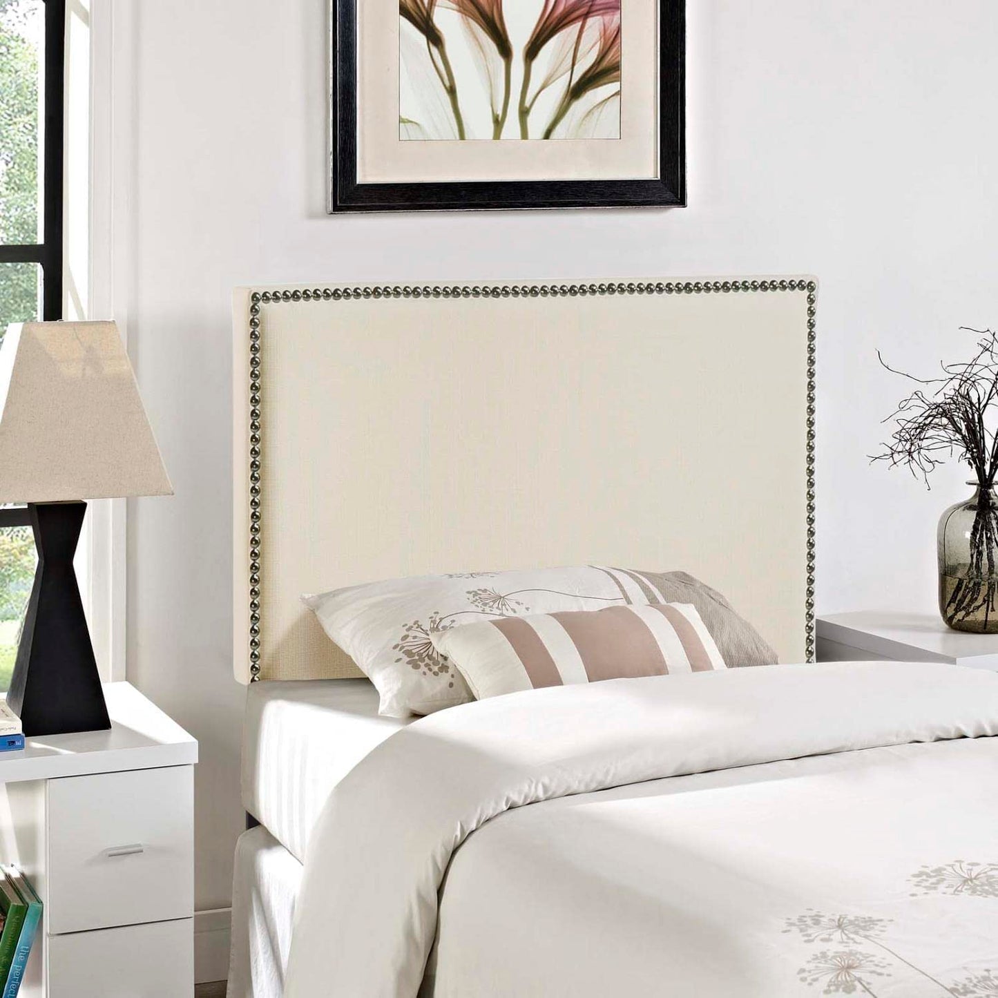headboards | CasaFoyer  Region Linen Fabric Upholstered Queen Headboard | Spacious, Serene, and Elegant Design | Nailhead Trim | Upgrade Your Bed | casafoyer.myshopify.com