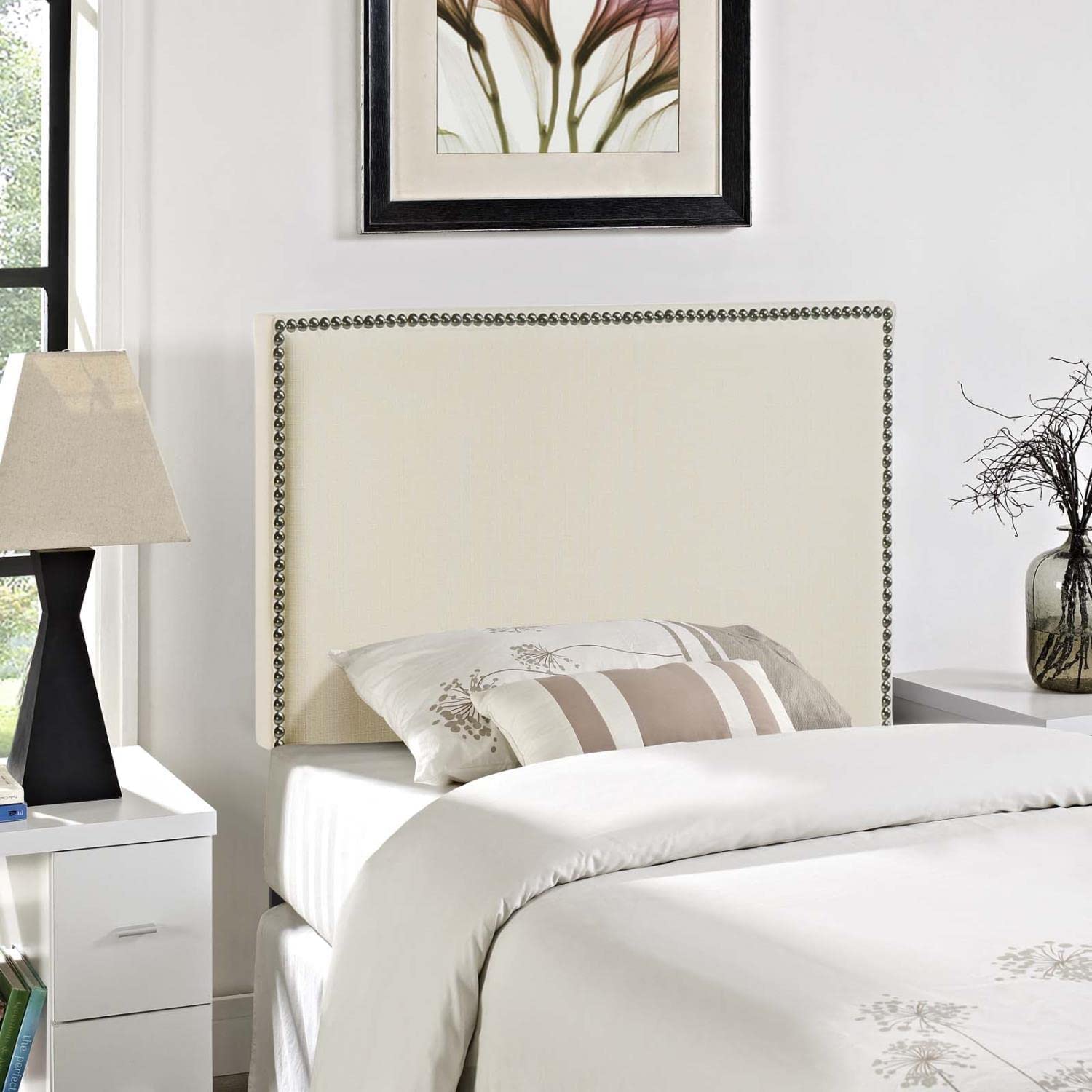 headboards | CasaFoyer  Region Linen Fabric Upholstered Queen Headboard | Spacious, Serene, and Elegant Design | Nailhead Trim | Upgrade Your Bed | casafoyer.myshopify.com