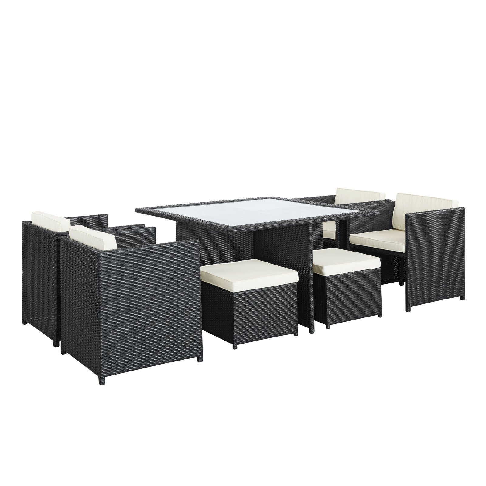kitchen and dining room sets | CasaFoyer Inverse Outdoor Patio 9-Piece Dining Set | Espresso Wicker Rattan Table | Cushioned Seating | All-Weather Durability | casafoyer.myshopify.com