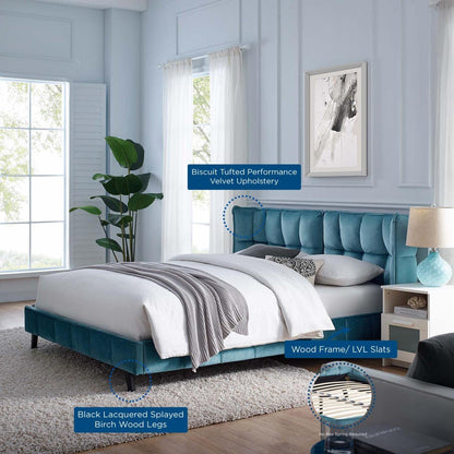 adjustable bed bases | CasaFoyer Makenna Performance Velvet Queen Platform Bed | Comfortable & Stylish | Tufted Headboard | Stain-Resistant Fabric | Wood Slat Support | 1322 lbs Weight Capacity | casafoyer.myshopify.com