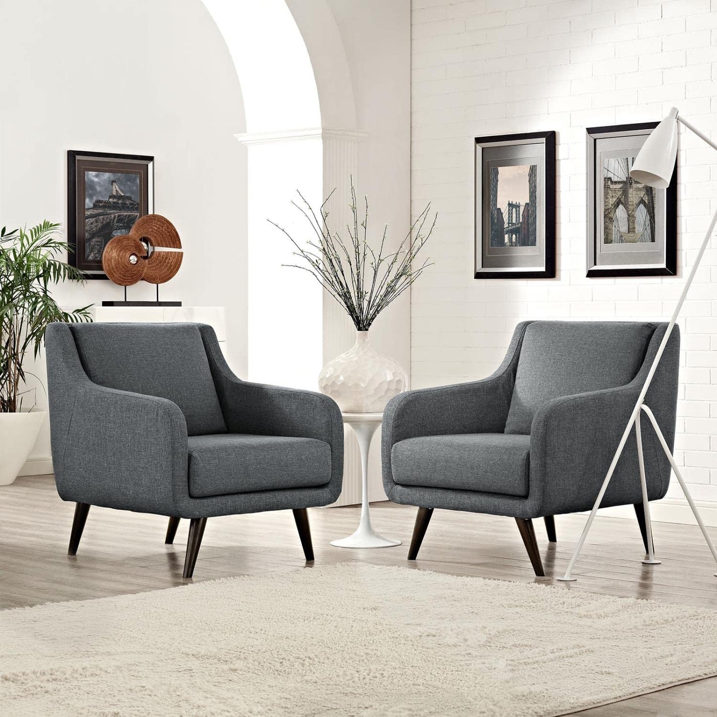 home office desk chairs | CasaFoyer Verve Collection | Mid-Century Charm Living Room Set - 2 Armchairs | Vibrant Design, Espresso Legs, Dense Foam Cushioning | Gray | casafoyer.myshopify.com