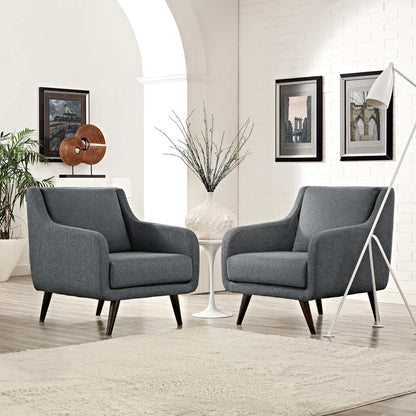 home office desk chairs | CasaFoyer Verve Collection | Mid-Century Charm Living Room Set - 2 Armchairs | Vibrant Design, Espresso Legs, Dense Foam Cushioning | Gray | casafoyer.myshopify.com