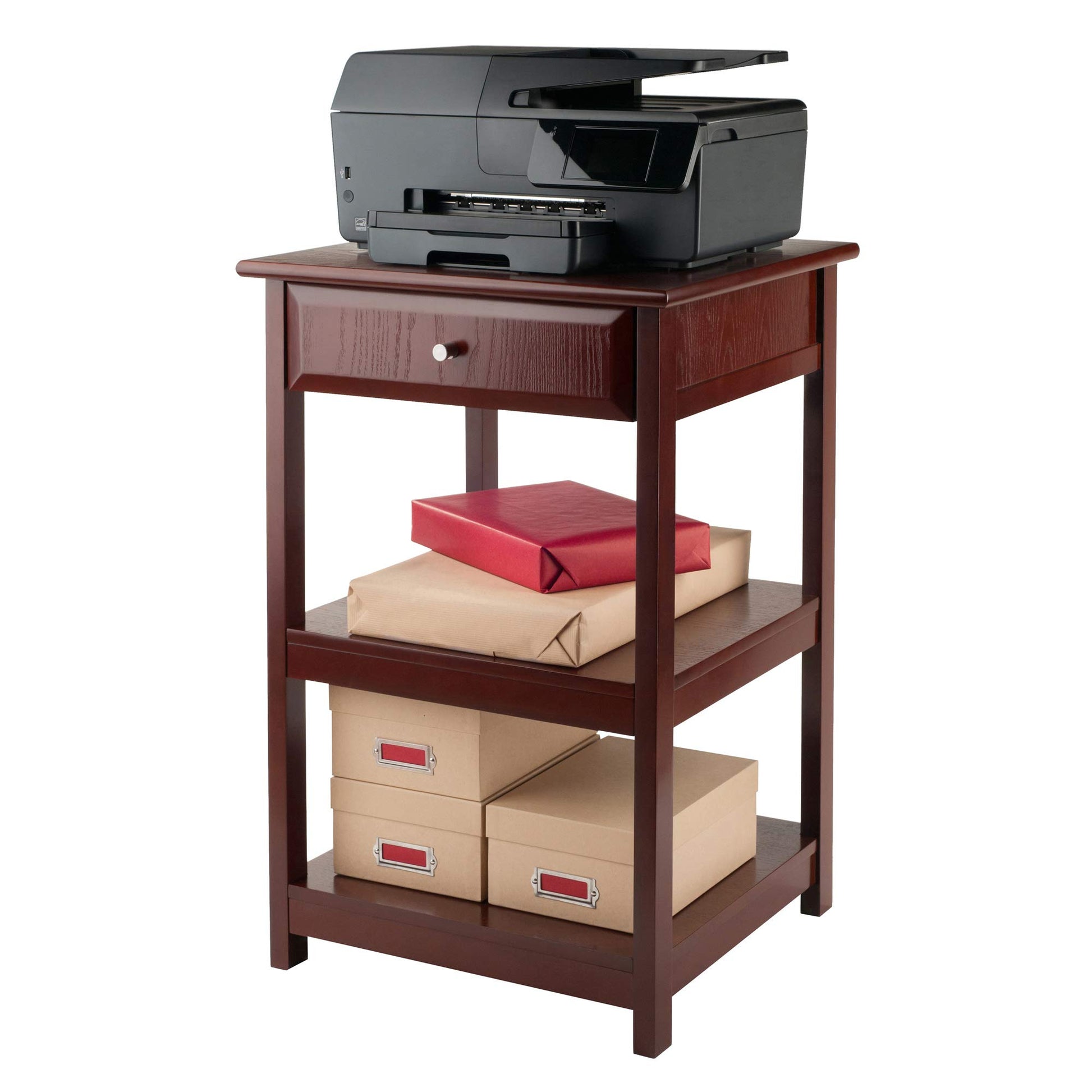 TABLE | Ergode Delta Printer Table | Ample Space for Printer & Storage | Walnut Finish | Composite Wood | Easy Assembly | 20.8W x 20.2D x 30.7H | casafoyer.myshopify.com